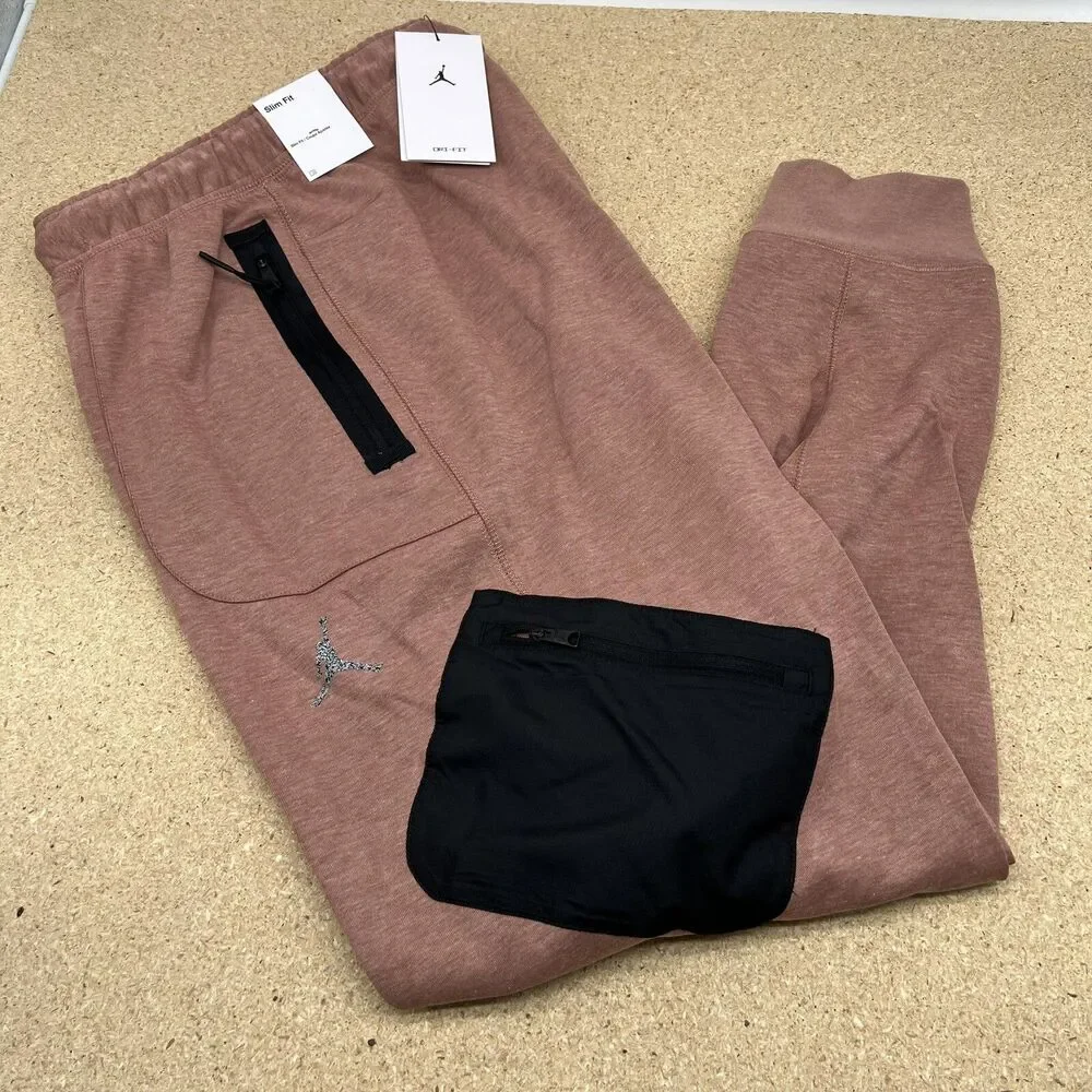 NEW XL Jordan Dri Fit Statement Fleece Track Pants SLIM Fit Men Coral DJ0873-668